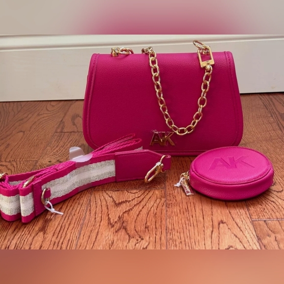 NWT Anne Klein Hibiscus Pink Crossbody - Picture 2 of 6